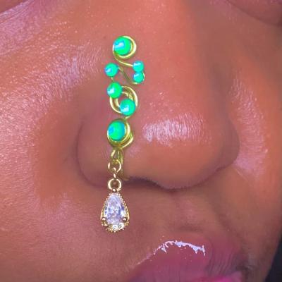 China New FASHIONABLE Custom Water Drop African Nose Ring Cuffs Made Fake Dangle Nose Cuffs Non Piercing Body Jewelry for sale