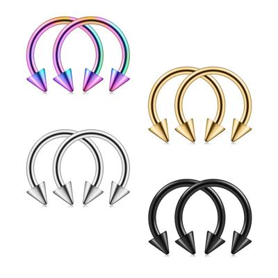 China Hot Sale Casual/Sporty Horseshoe Plated Micro Titanium Circular Barbell Nose Septum Rings Body Piercing Jewelry for sale