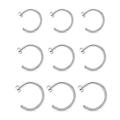 China Cheap Casual/Sporty 27 Pieces Silver Set Nose Rings Plated Titanium Septum Circle Nose Body Piercing Jewelry for sale