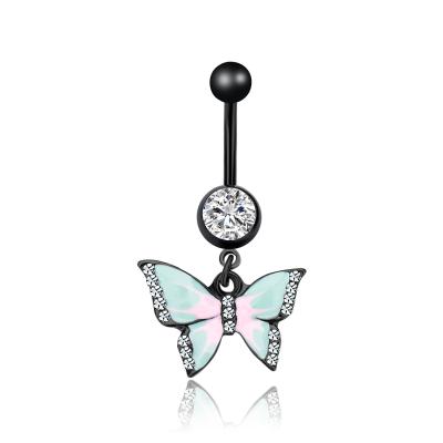 China 2021 FASHIONABLE New Design Dangle Butterfly Navel Ring Piercing Belly Ring for sale