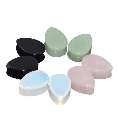 China TRENDY Tears Shape Natural Stone Crystal Agate Ear Tunnel Plugs Tapered Body Jewelry Ear Gauge Piercing Plugs for sale