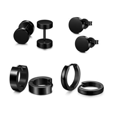 China Casual/Sporty Stunning Black Stainless Steel Circle Hoop Earrings For Men Women Body Piercing Jewelry for sale