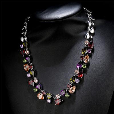 China FASHIONABLE custom made colorful popular gold plated necklace zircon jewelry necklace for women in Europe for sale