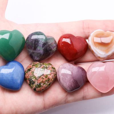 China China Mixed Color Quartz Crystal Stone Polish Heart Powder Crystal Large Crystals Healing Stones for sale