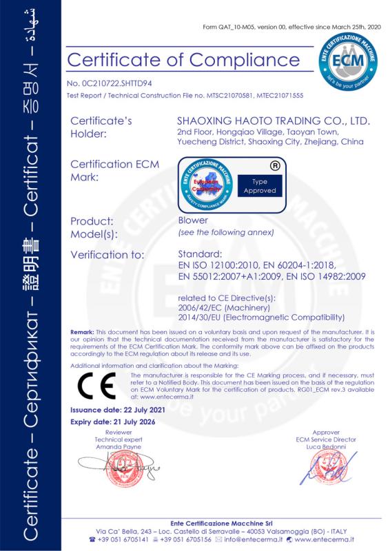 CE - Shaoxing Haotuo Machinery Co., Ltd.