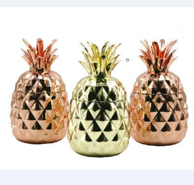 China 2021 New Design Food Grade Copple Gold Plating Stainless Steel Viable Pineapple Cups And Mugs With Straw for sale