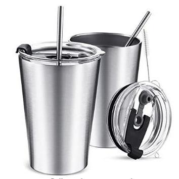 China Durable insulated stainless steel tumbler with leak proof lid and straw, metal cleaning brush for sale