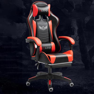 China Massage With Footrest Massage Speakers And Rose Wood Quality Office PC Furniture Black Leather Gaming Chair for sale