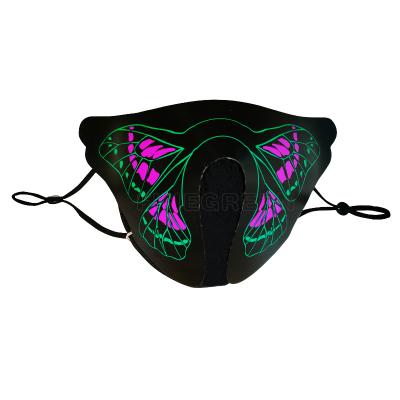 China Cotton Finegreen Lighting EL Party Light Up Mask EL Panel Noise Activated Mask for sale