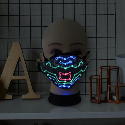 China Seven Colors Light / Seven Modes Flashing Finegreen Lighting Plant LED Light Up Party Mask Masquerade Mask Noise Activated Halloween Lighting Mask For Party for sale