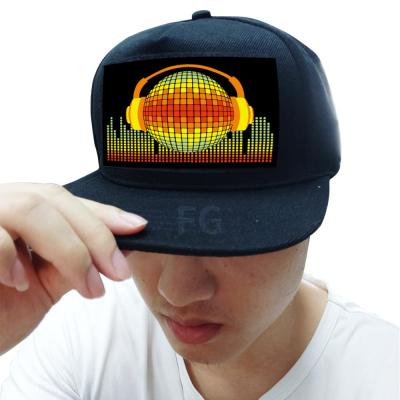 China 100% Cotton New Arrival Party Pop Activated EL Panel Light Custom Flashing Cap for sale