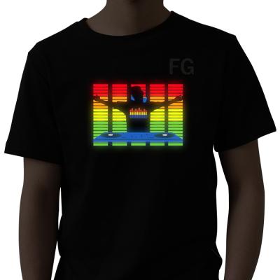 China Customized short sleeve led t-shirt various designs high quality sound activated lighting flashing led luminious shirt for sale