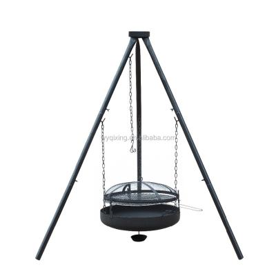 China QXFP-006a Single Tripod Outdoor Camping Oven Fire Pit Barbecue Hanging Grill Easily Assembled for sale