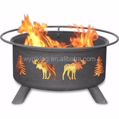 China Easily Assembled Cold Rolled Steel Fire Pit Pit with Moose and Fire Cutout Trees for sale