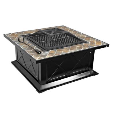 China New Design QXFP-003a Slate Square Fire Pit Easily Assembled Outdoor Barbecue Grill for sale