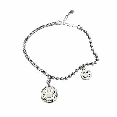 China FASHIONABLE S925 Sterling Silver Retro Smiling Face Bracelet Ins Style Women's Personality Bracelet for sale