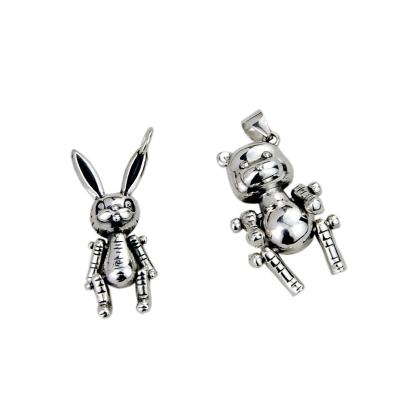 China S925 Sterling Silver Rabbit Pendant Female Fashion Cute Rabbit and Bear DIY Pendant Accessories for sale