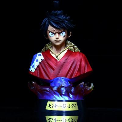 China Cartoon Toy 16CM Anime Kimono Monkey D Bust One Piece Luffy Action Number Control PVC Light Collectible Model Toy For Gifts for sale