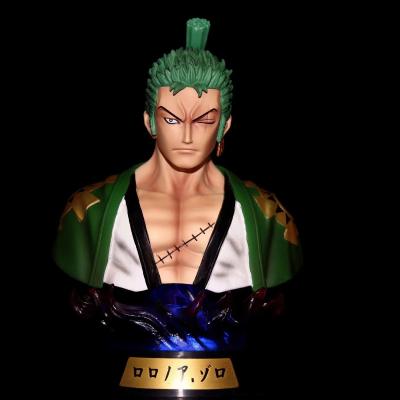 China Cartoon Toy 16CM Anime Kimono Roronoa Zoro Bust One Piece LED Action Number Control PVC Light Collectible Model Toy For Gifts for sale