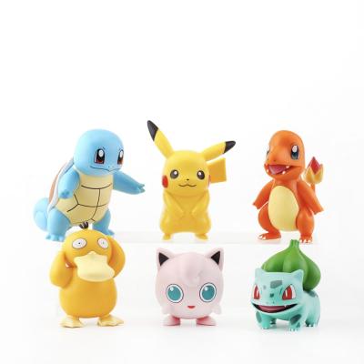 China Pokemon Pikachu Charmander Psyduck Squirtle Jigglypuff Bulbasaur Bulbasaur Cartoon Toy 6 Styles Anime Figures Toys Model Kawaii Kids Gift for sale