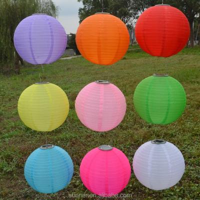 China Garden Fabric Solar Lantern Chinese LED Nylon Nylon Hanging for sale