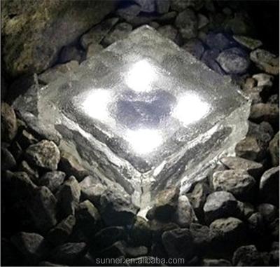 China Crystal Glass Ice Brick 4LED Outdoor Solar Powered Light Lights 10x10x5CM SNT-D-2 for sale