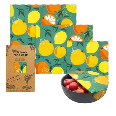 China Plastic and Silicone Free Microwavable Eco-friendly Beeswax Wrap Natural Cotton Beeswax Food Reusable Reusable Wrap for sale