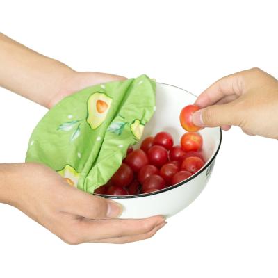 China 3 Sizes Elastic Cloth Lids Food Viable Fresh Keeping Covers For Bowls Cotton Stretch Washable Reusable Lids for sale