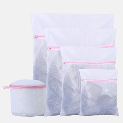 China Customized Promotional Foldable Net Bag Washable Laundry Mesh Commercial Garment Laundry Bag Commercial With Zipper for sale