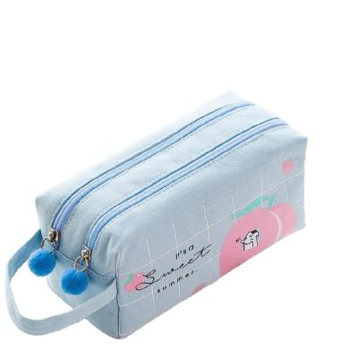 China Glitter Anti-theft Girls Fashion Design Cute Fancy Cute Universal Three Compartment Child Canvas Zipper Bag Pencil Pouch for sale