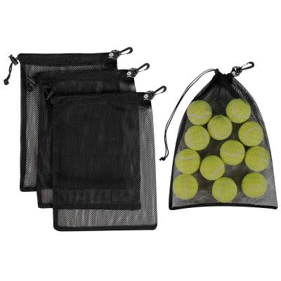 China Clear Gift Bag Black Mesh Drawstring Bag Small Polyester Net Grocery Mesh Bag Gift for sale