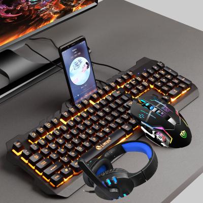 China Waterproof 3 in 1 Keyboard Mouse Headset Mouse Pad Wired Luminous Desktop Gaming Set Gaming Keyboard Mouse Headset Factory Wholesale for sale