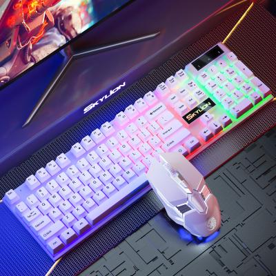 China H600 Color Luminous Mechanical Keyboard and Mouse Set Handle 26 Key Waterproof Non Punching 6D Keyboard Mouse Cable Wholesale Price for sale