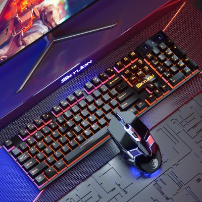 China H600 Color Luminous Mechanical Keyboard and Mouse Set Handle 26 Key Waterproof Non Punching 6D Keyboard Mouse Cable Wholesale Price for sale