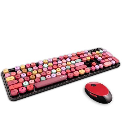 China Anti-drop Mofii Laptop 2.4G Soft Desktop Punk Optical Round Keycap Wireless Keyboard Mouse Suit for sale