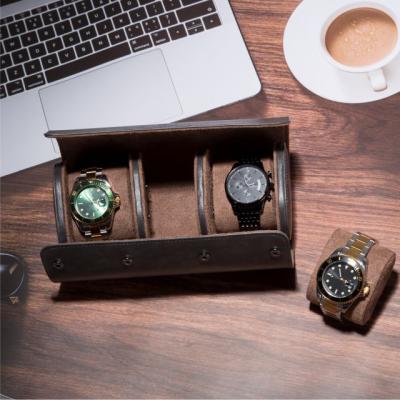 China Luxury Adult PU Leather Watch Box Pillow Roll Travel Watch Roll For Men for sale