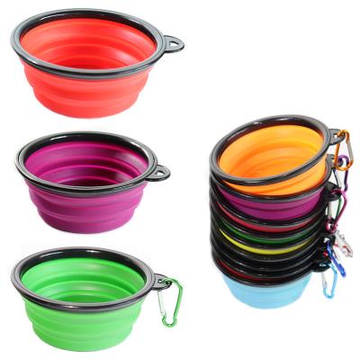 China Portable Viable 6.8Inch Silicone Pet Bowl Dish For Dog Cat 1000ml Collapsible Expandable Water Travel Bowl Feeding Cup for sale