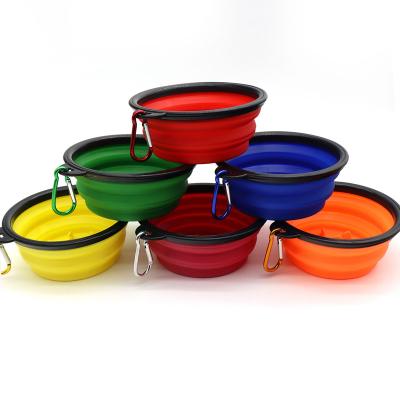 China Viable Silicone Collapsible Dog Food Rolls Cat Bowl Portable Foldable Water Food Storage Containers Pet Folding Travel Bowl for sale