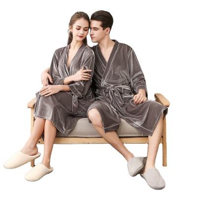 China Hot Selling Good Absorbency Good Absorbency Couples Bathrobe Luxury Velvet Comfortable Pajamas Home Clothes for sale