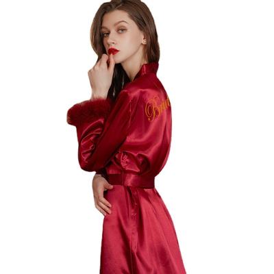 China Wedding HOT wedding makeup bridesmaid kimono bath spa long robe pajamas bridesmaid wedding makeup feather dress morning and night dress women's morning and night dress pajamas long night for sale