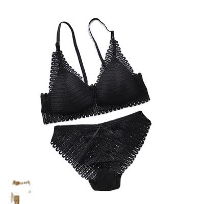 China New Summer French QUICK DRY Front Buckle Beautiful Back Bra Set QUICK DRY Gathered No Ring Bra Set Thin Triangle Cup Underwear Steel Woman for sale