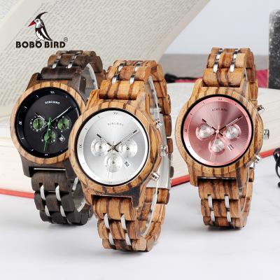 China BOBO BIRD Chronograph Date Display Luxury Automatic Stainless Steel Wrist Wood Watch For Women for sale