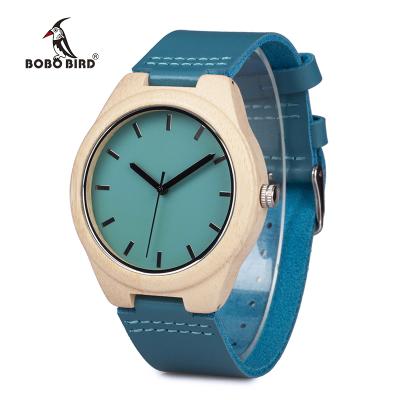 China BOBOBIRD Top Brand Quartz Water Resistant Custom Bamboo Wooden Watch Leather Watch Strap With Bamboo Wooden Watch for sale