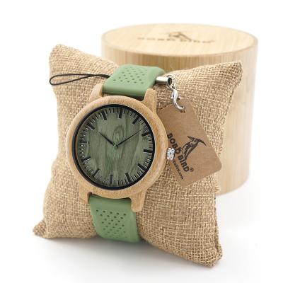 China BOBO BIRD Non-Specific Fashion Genuine Silicone Straps Wooden Watches Mens Bamboo Wristwatch Customized for sale