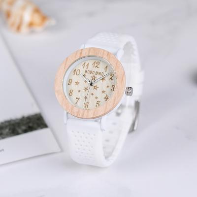 China Simple Design BOBO BIRD Water Resistant Miyota Silicone Sky Female Wrist Watch Soft Dial Women's Starry Wood Watch for sale