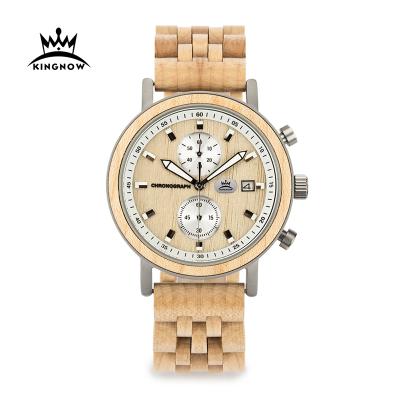 China Luxury Kingnow Wood Watch Auto Date For Man 2021 Mens Quartz Watches Orologio Uomo Luxury Chronograph Wristwatch for sale