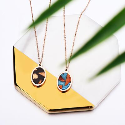 China 2021 Wholesale Stainless Steel Luxury Resin Gold Lady Clavicle Chain Necklace Wooden BOBO BIRD Factory Necklace For Women Jewelry for sale