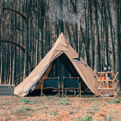 China Pop Up Tent 4 Season Teepee Tent Rock Fortress Tent Warm Winter Camping With Stove Jack For Family Camping Hunting Fishing for sale