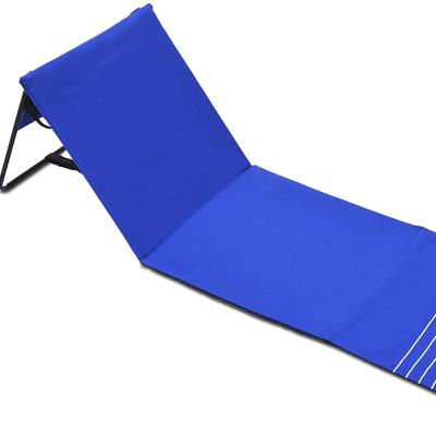 China Portable Beach Mat Lounge Folding Chair Mat Easy-Carry Adjustable Backrest With Cooler Storage Pocket for sale