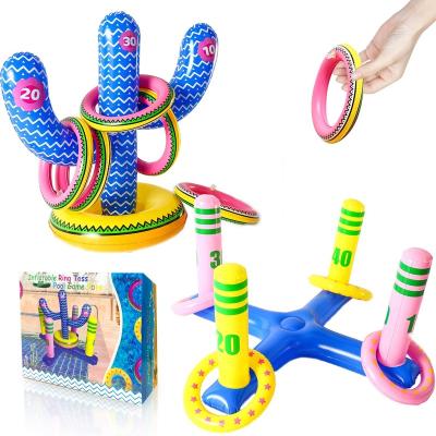 China Water Parks Summer Family Party Water Pool Toy Games Cross Throwing Game and Inflatable Cactus Pool Toys Ring Toss Game for sale